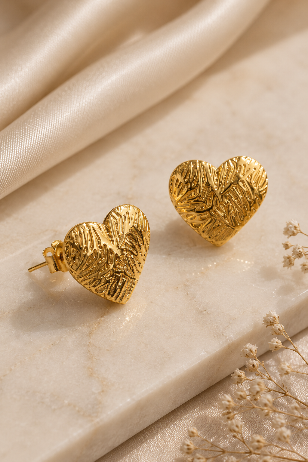 Crinkled Heart Studs