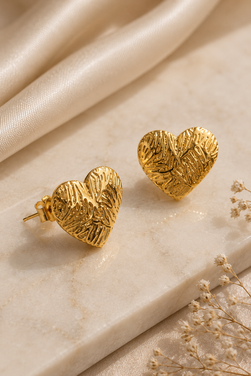 Crinkled Heart Studs