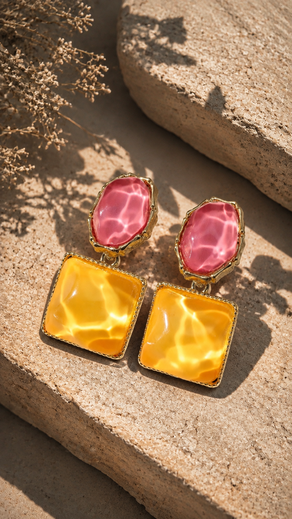 Dual Tone Resin Earrings