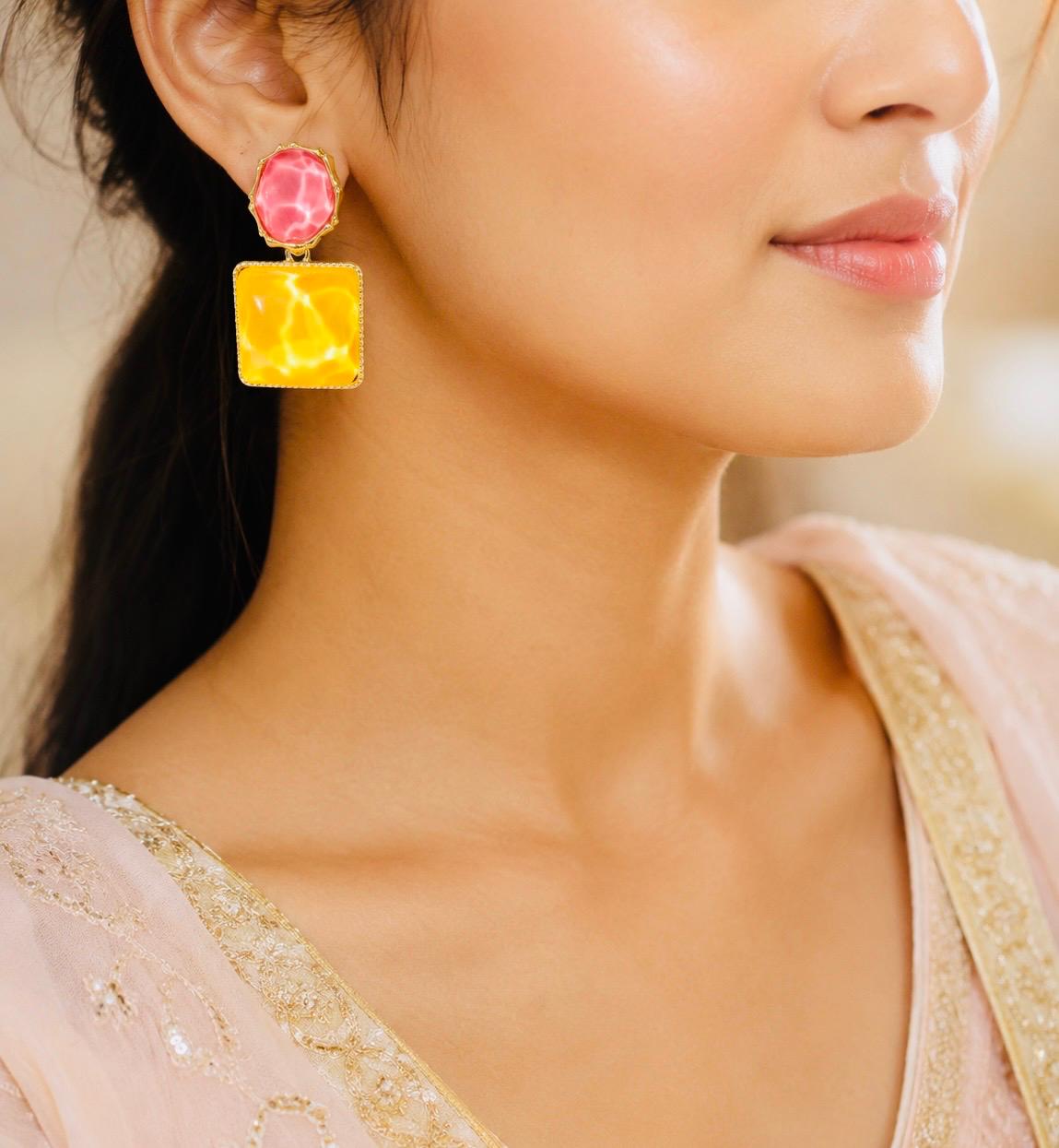 Dual Tone Resin Earrings